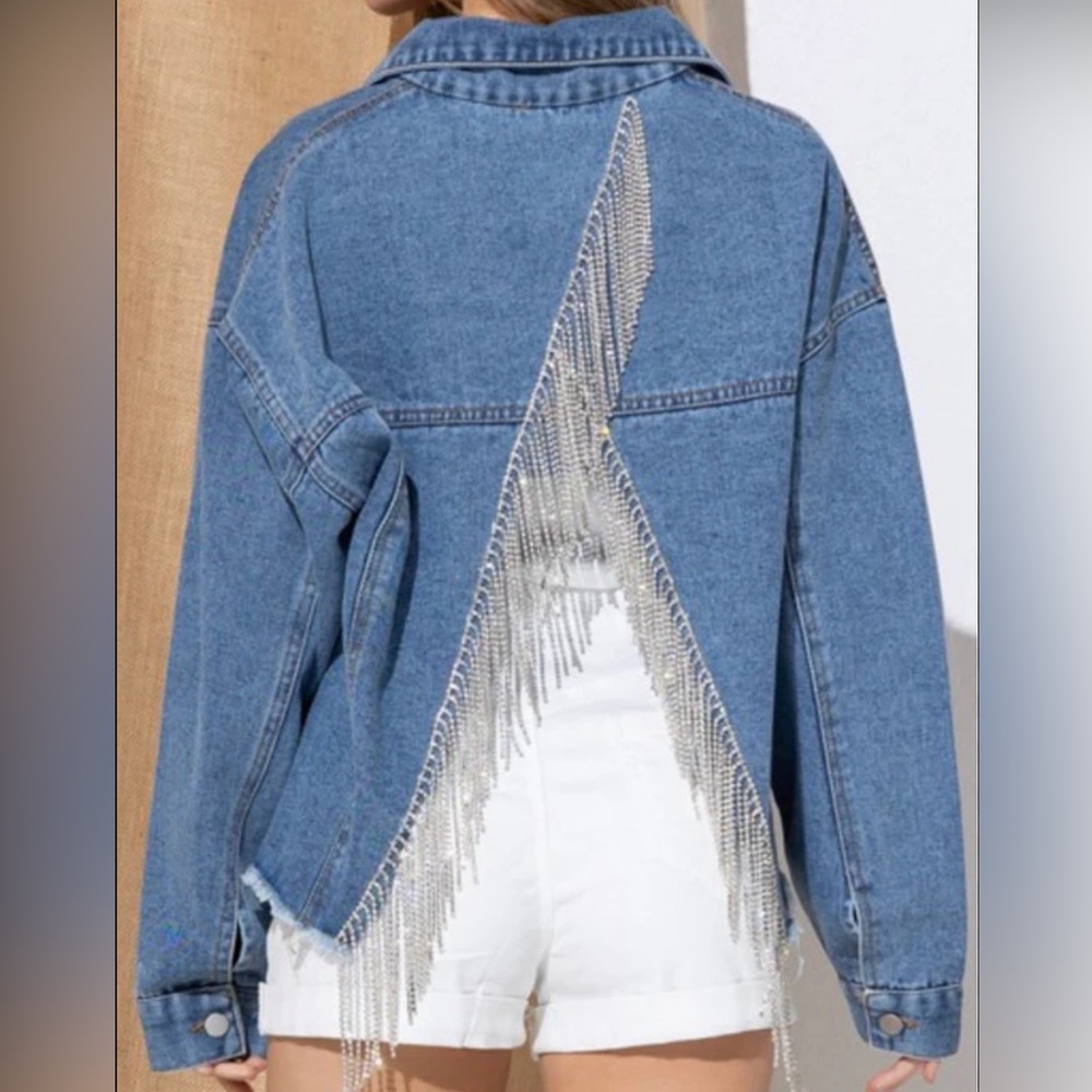 Savanna Jane Rhinestone Fringe Jacket size Small